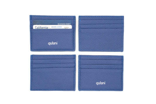 qulani Accent Blue Leather Credit Card Holder