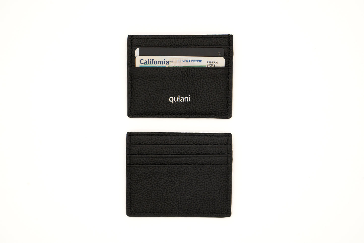 qulani Black Leather Credit Card Holder