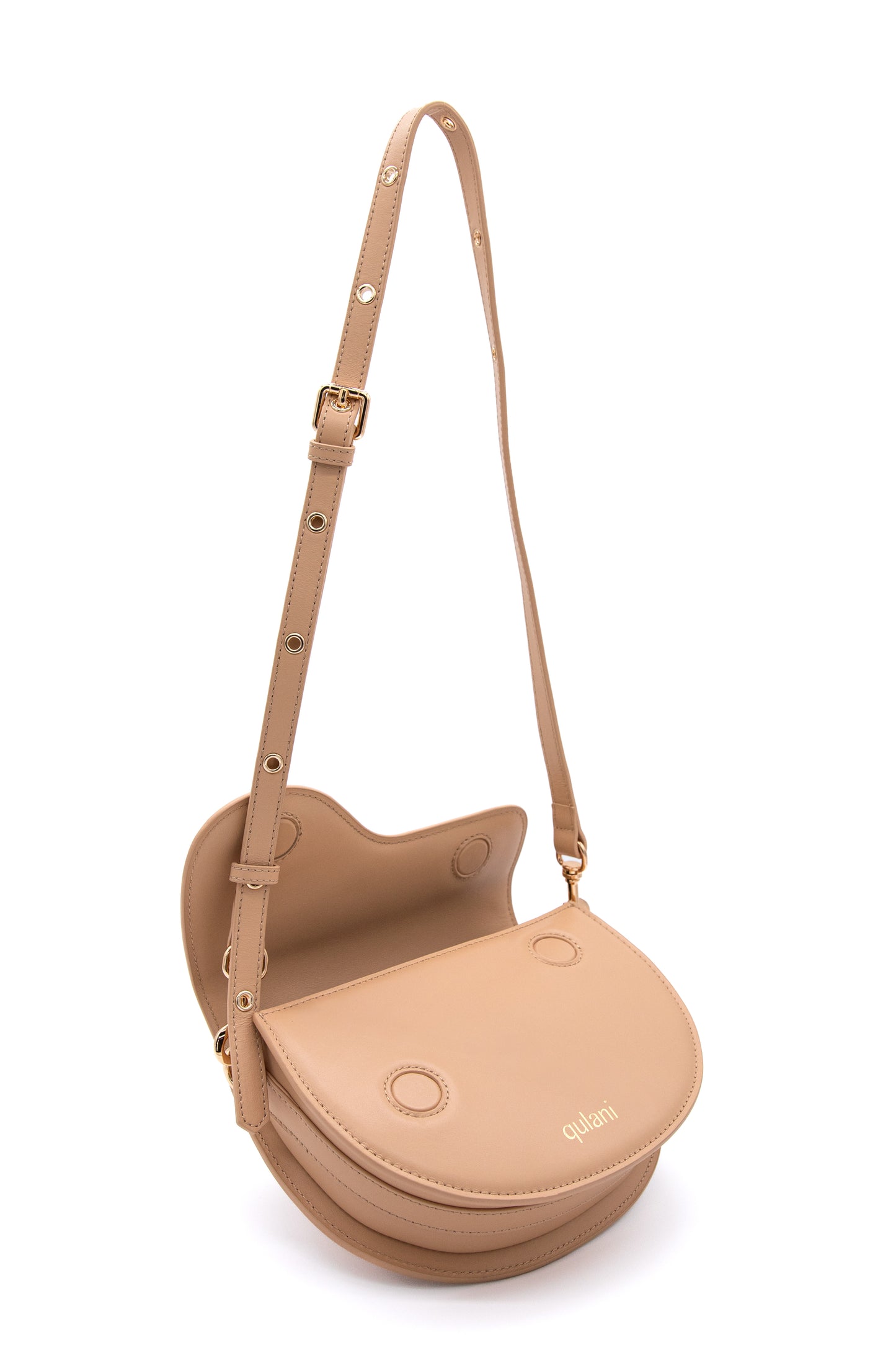 qulani Sand Beige Saddle Bag With Strap